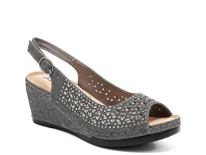 レディクチュール レディース シューズ サンダル Lady CoutureAnita Wedge Sandal Pewter ピューター