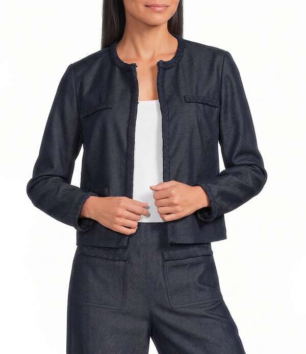 プレストンアンドヨーク レディース アウター コート デニム ジャケット Preston York Coordinating Celia Faux Denim Round Neck Long Slee