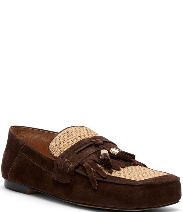 マークノーラン レディース シューズ スリッポン・ローファー スエード Marc Nolan Womensimone Chocolate Raffia Suede Tasseloafers Choco