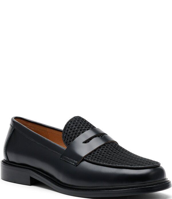 マークノーラン レディース シューズ スリッポン・ローファー メッシュ レザー Marc Nolan Womens Ms Calum Leather and Mesh Penny Loafers Bl