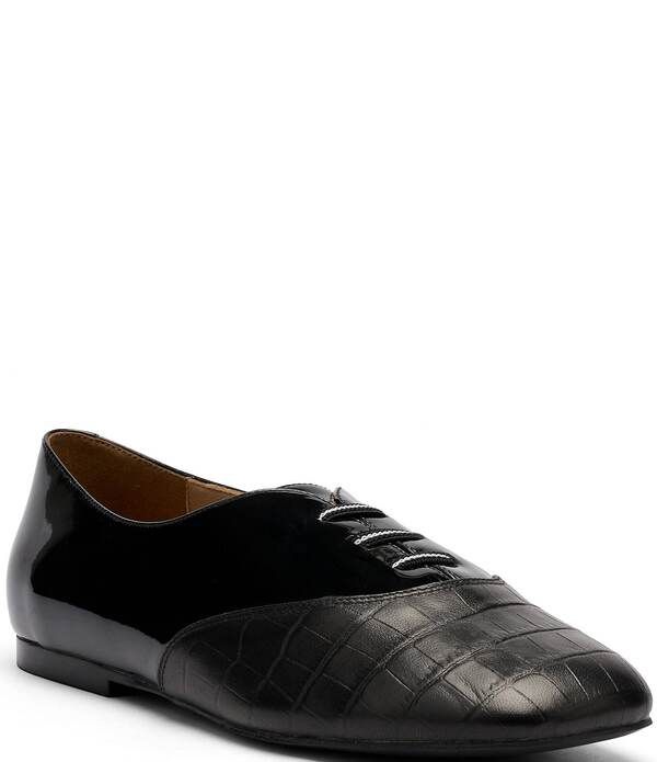 マークノーラン レディース シューズ スニーカー レザー Marc Nolan Womens Crosstown Croco Patent Leather Ballet Sneakers Black