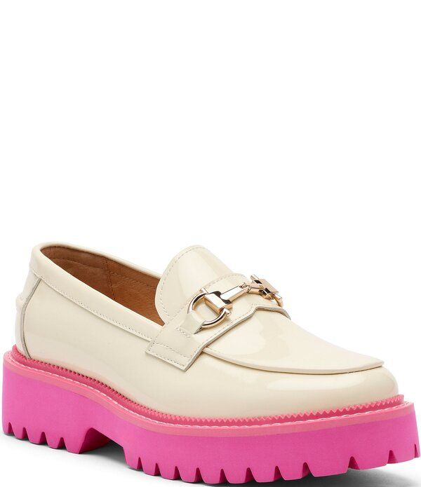マークノーラン レディース シューズ スリッポン・ローファー プラットフォーム レザー Marc Nolan Womens Ms Boulevard Patent Leather Bit Buckle