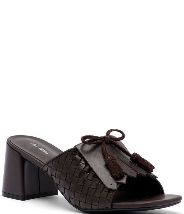 マークノーラン レディース シューズ サンダル レザー ヒール Marc Nolan Womensienna Espresso Woven Leather Tassel Block Heel Sand