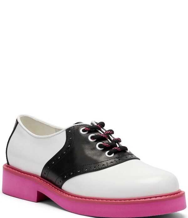 マークノーラン レディース シューズ オックスフォード レザー ヒール Marc Nolan Womens Demi Leather Block Heel Oxfords WhiteBlack ホワイ