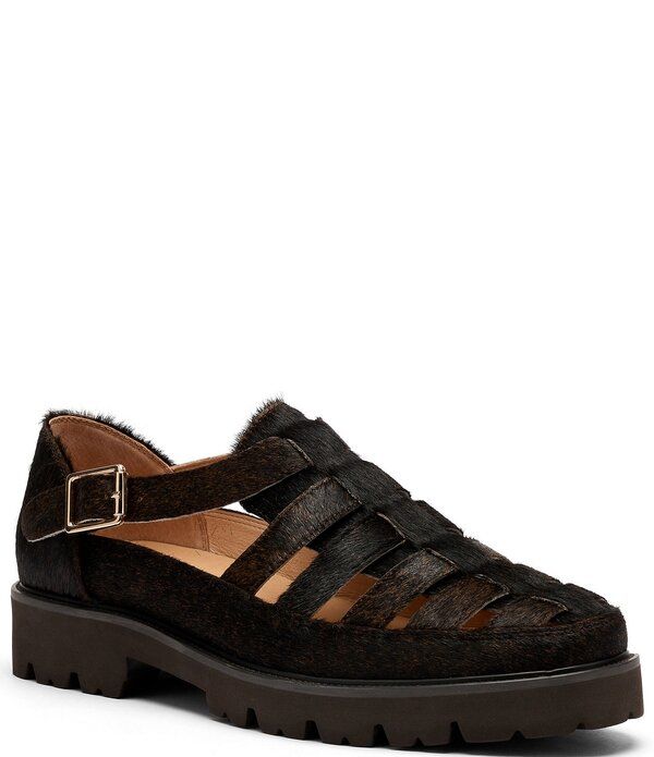 マークノーラン メンズ シューズ スリッポン・ローファー サンダル Marc Nolan Mens Magellan Pony Hair Lug Fisherman Sandals Brown Hor