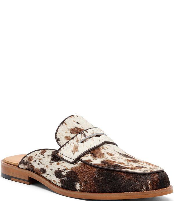 マークノーラン メンズ シューズ スリッポン・ローファー プリント Marc Nolan Mens Del Mar Cow Print Dark Horse Penny Loafer Mules Br