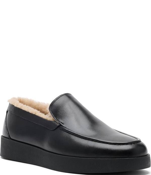 マークノーラン メンズ シューズ スリッポン・ローファー レザー Marc Nolan Mens Remy Leather and Shearling Loafers Black ブラック
