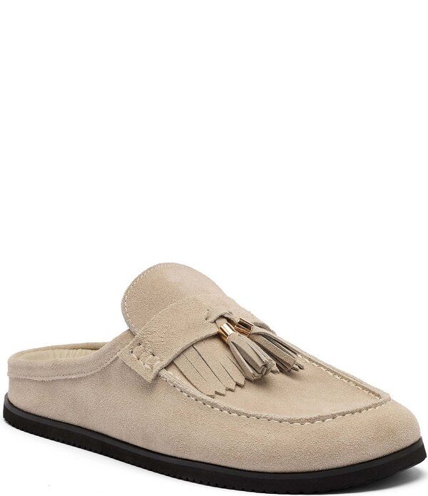 マークノーラン メンズ シューズ スリッポン・ローファー スエード Marc Nolan Mens Hampton Suede Kiltie Tassel Mulestone ストーン
