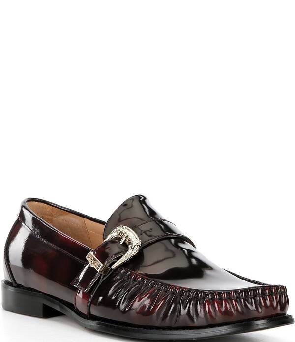 マークノーラン メンズ シューズ スリッポン・ローファー レザー Marc Nolan Mens Cato Patent Leather Buckle Hardware Loafers Burgund 36,920円
