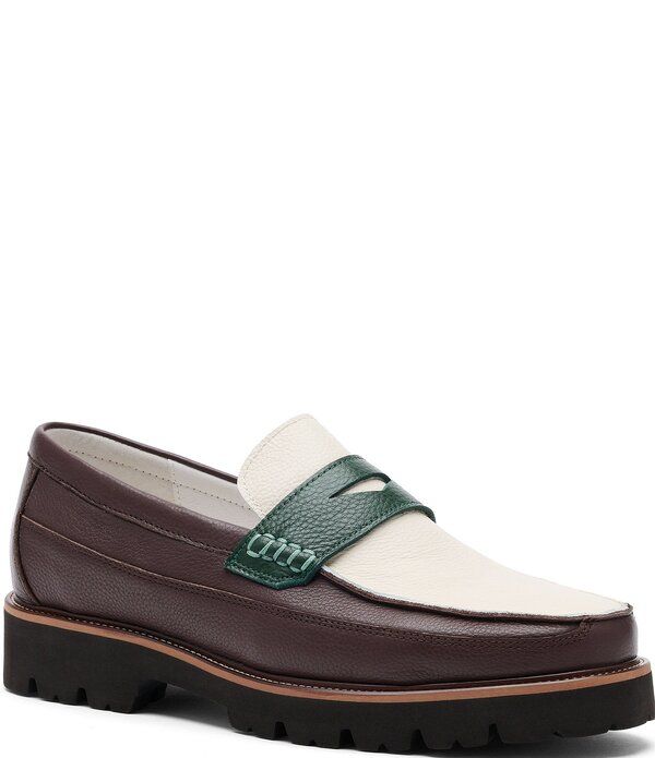 マークノーラン メンズ シューズ スリッポン・ローファー レザー Marc Nolan Mens Adler Pebbleather Penny Loafers Chocolate チョコレート
