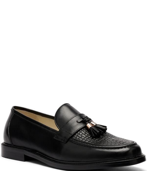 マークノーラン メンズ シューズ スリッポン・ローファー レザー Marc Nolan Mens Denzel Calf Leather Emboosed Accentasseloafers Blac