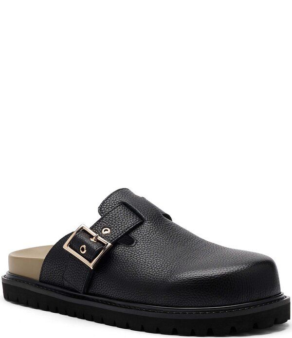 マークノーラン メンズ シューズ スリッポン・ローファー レザー Marc Nolan Menshiloh Leather Buckle Hardware Clogs Black ブラック