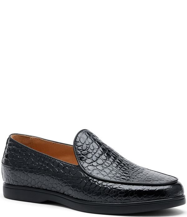 マークノーラン メンズ シューズ スリッポン・ローファー レザー Marc Nolan Mens Alessandro Croco Embossed Leather Venetian Loafers