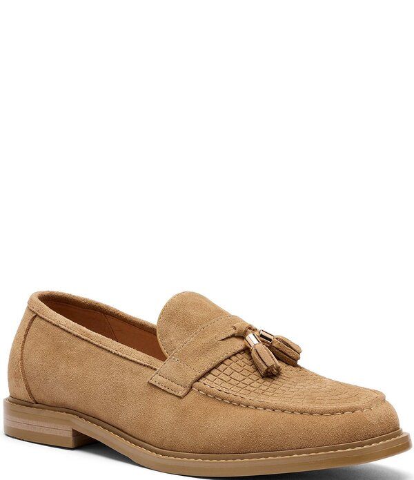 マークノーラン メンズ シューズ スリッポン・ローファー スエード Marc Nolan Mens Denzel Embossed Sheepskin Suede Tasseloafers Light