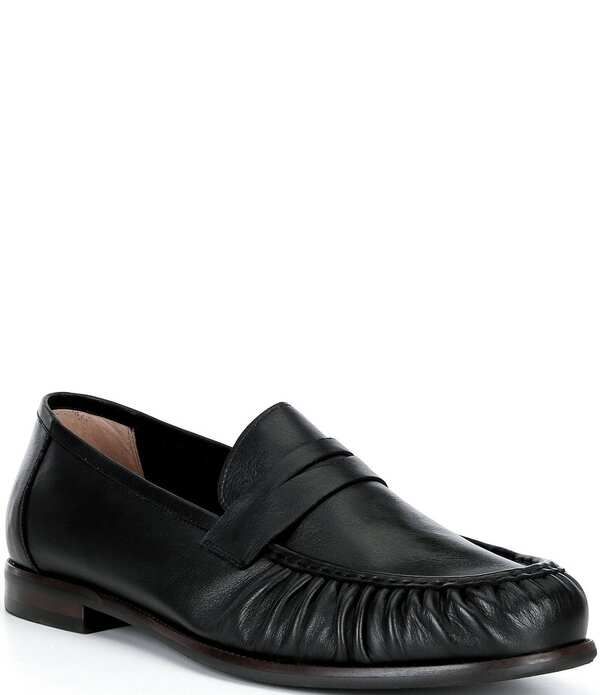 マークノーラン メンズ シューズ スリッポン・ローファー プリーツ Marc Nolan Mens Kennedy Black Pleated Penny Loafers Black ブラック