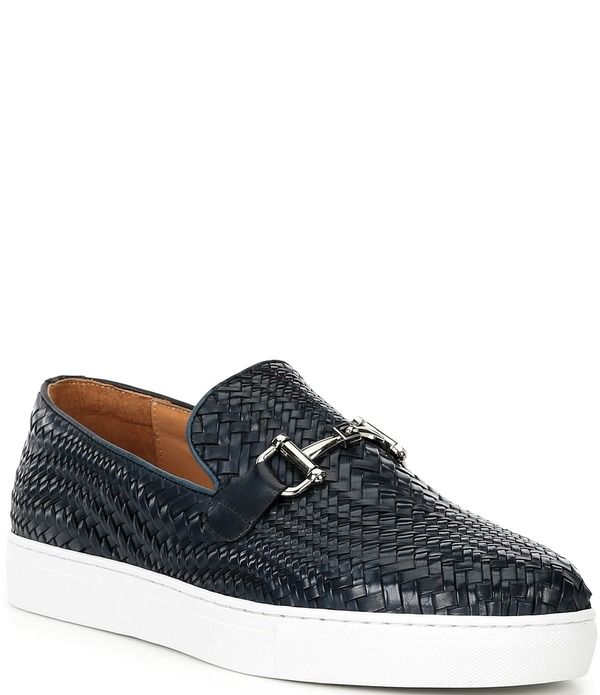 マークノーラン メンズ シューズ スリッポン・ローファー スニーカー レザー Marc Nolan Mens Boardwalk Woven Calfskin Leather Bit Buckle S
