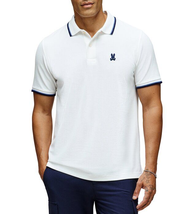 サイコバニー メンズ トップス シャツ Psycho Bunny Ridge Pique Short Sleeve Polo Shirt White ホワイト
