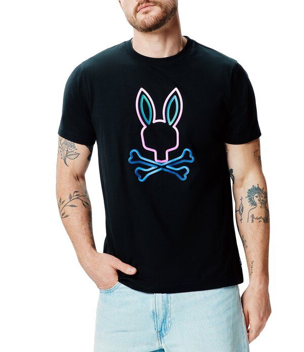 サイコバニー メンズ トップス シャツ グラフィック Psycho Bunny Dayton Graphic Short Sleeve TShirt Black ブラック