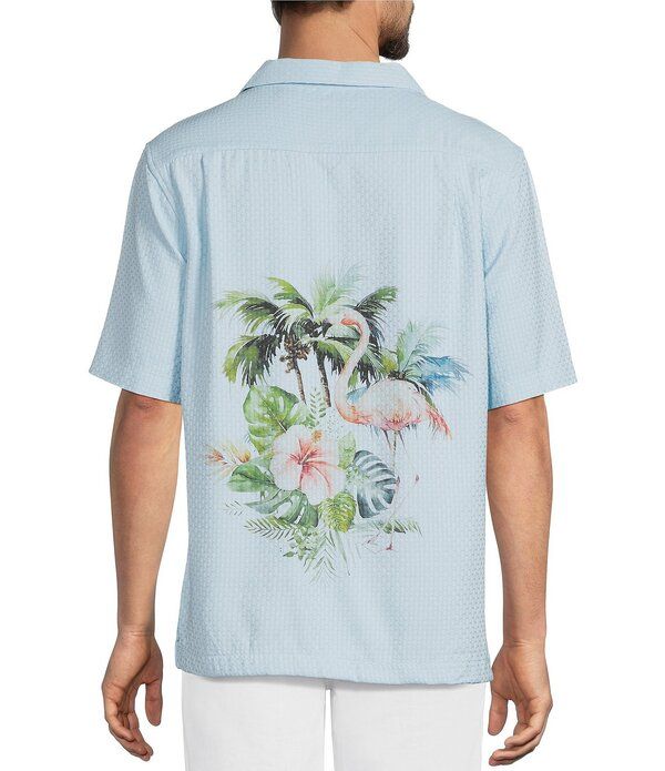 カリビアン メンズ トップス シャツ プリント Caribbean Dobby Print Short Sleeve Woven Camp Shirt Light Blue ブルー
