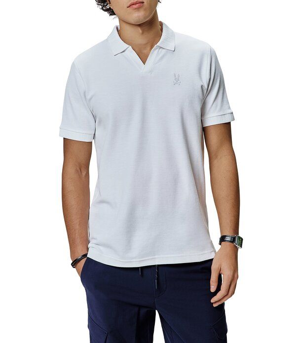 サイコバニー メンズ トップス シャツ Psycho Bunny Geoffrey Pique Short Sleeve Polo Shirt White ホワイト