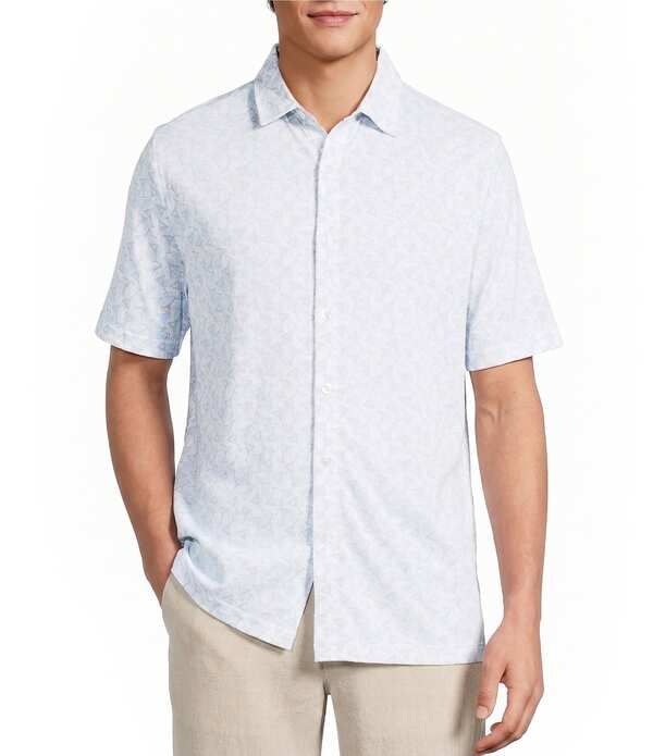 カリビアン メンズ トップス シャツ プリント ミニ コート Caribbean Coatfront Mini Drinks Print Short Sleeve Woven Shirt White