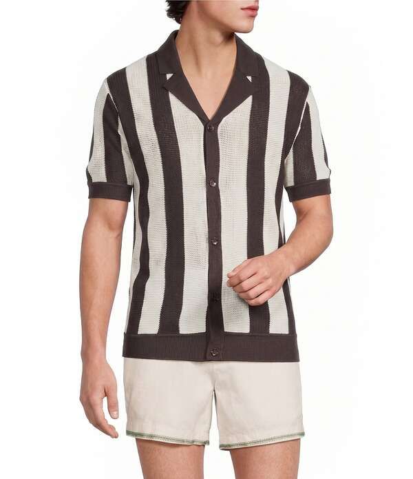 ムラノ メンズ トップス シャツ Murano Seville Collection Stripe Short Sleeve Button Front Shirt Eggshell ストライプ 26,492円