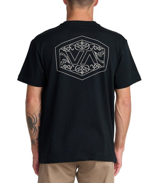 ルーカ メンズ トップス シャツ ロゴ RVCA Hex Filigree Logo Short Sleeve TShirt Black ブラック