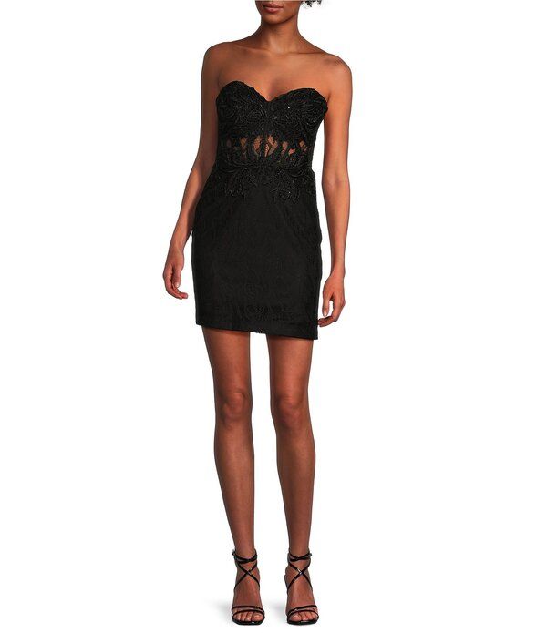 ブロンディナイツ レディース トップス ワンピーストラップレス ノースリーブ レース Blondie Nitestraplessleeveless Corset Short Lace Slim Dre