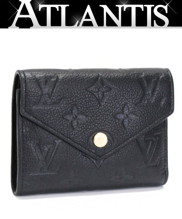 ルイヴィトン Louis Vuitton ポルトフォイユヴィクトリーヌ 三つ折りコンパクト財布 モノグラム アンプラント 黒 M64060 RFID 【75135】