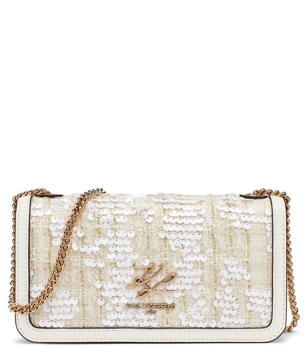 カール ラガーフェルド レディース バッグ スパンコール KARLAGERFELD PARIS Kosette Sequin Shoulder Bag White ホワイト