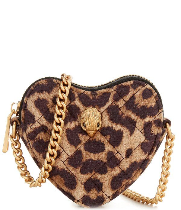 カートジェイガーロンドン レディース バッグ プリント Kurt Geiger London Micro Heart Leopard Print Chain Strap Crossbody Bag B