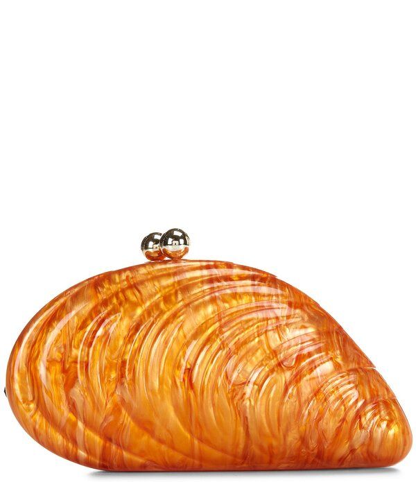 セザンヌ レディース バッグ アクリル Cezanne Zhelle Acrylic Kisslock Top Handle Shell Minaudiere Clutch Orange オレンジ