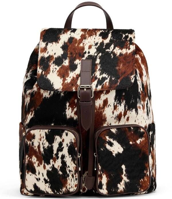 マークノーラン レディース バッグ バックパック・リュックサック プリント Marc Nolan Cow Print Pony Hair Soho Backpack Dark Horse