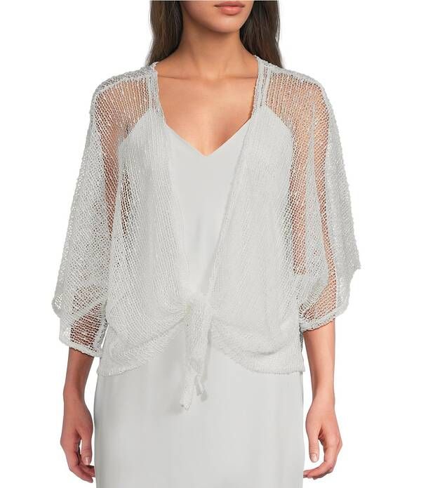 ヴィンスカムート レディース アクセサリー マフラー・ストール・スカーフ クロップド Vince Camuto Cropped Tie Front Popcorn Topper White ホワイト