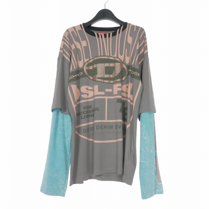 ディーゼル DIESEL T-BUXT-LS-N1 MAGLIETTA レイヤードTシャツ カットソー 長袖 M マルチカラー A12828 国内正規