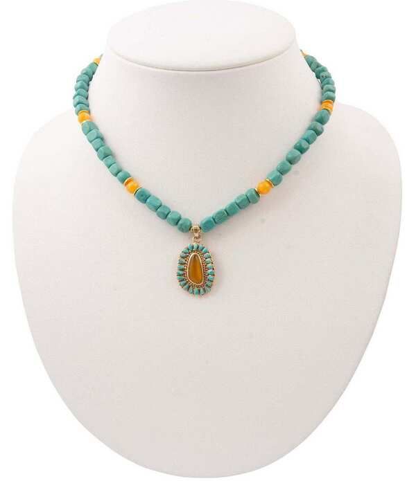 Bath Women's Accessories Necklace/Choker Lace Barse Desert Radiance Turquoise Agate Beaded Short Pendant Necklace