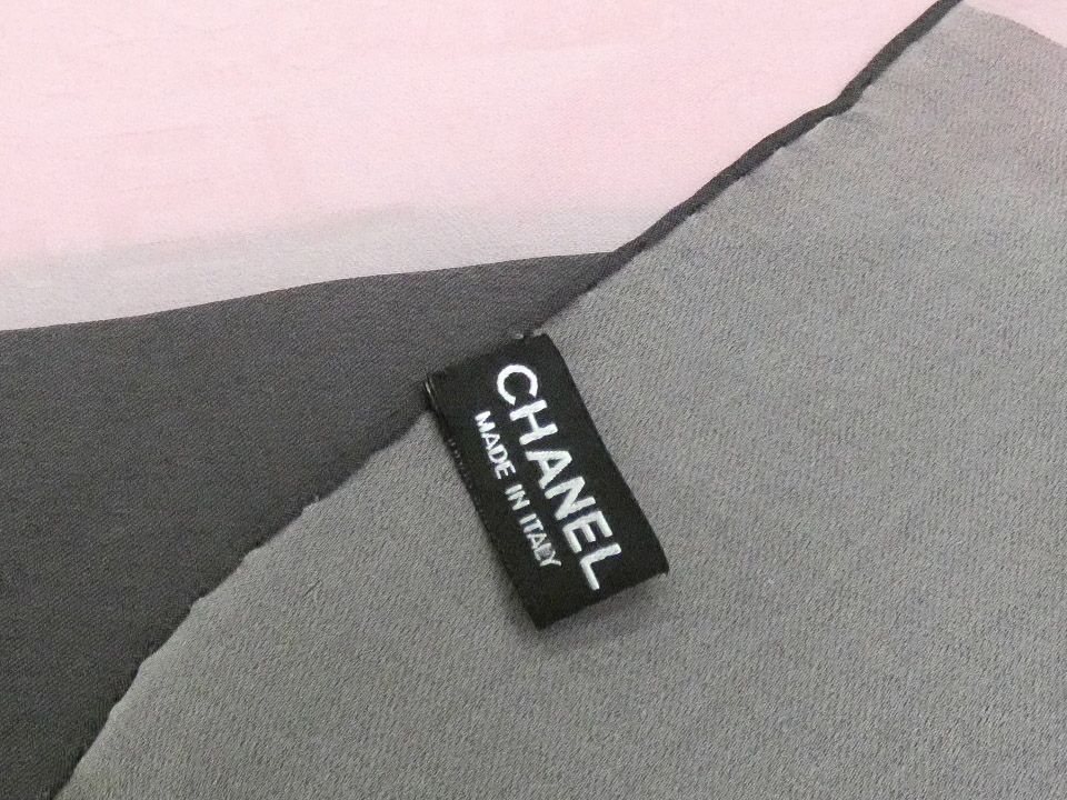 中古A】シャネル CHANEL シルク ストール/ショール ロゴ ピンク