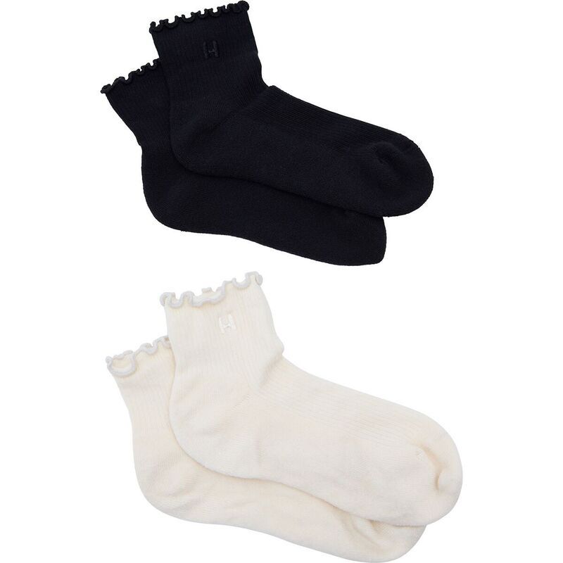 ハーフデイズ レディース アンダーウェア 靴下 フリル Halfdays Ruffle Socks Womens BlackOatmilk ブラック