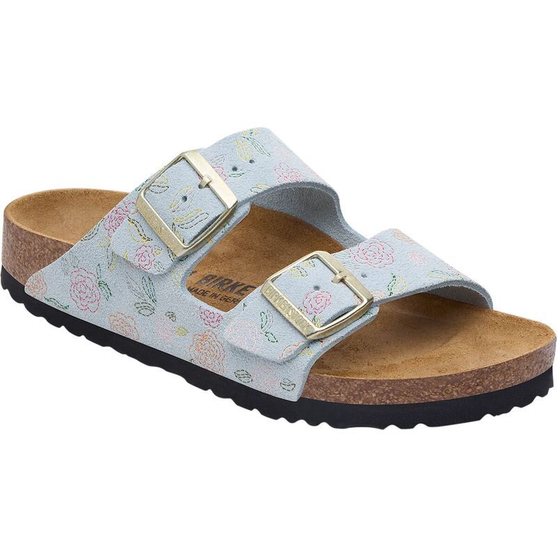 ビルケンシュトック レディース シューズ サンダル スエード Birkenstock Arizona Suede Narrow Sandal Womens Flowers Baby Blue Sued