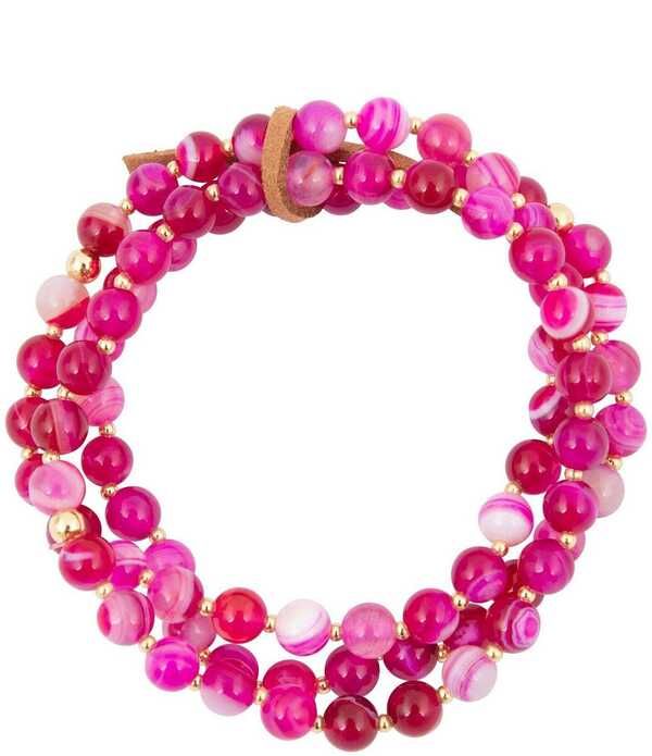 バース レディース アクセサリー ブレスレット・バングル・アンクレット Barse Pink Agate Wild Rose Beaded Resort Stretch Bracelet Set Ag