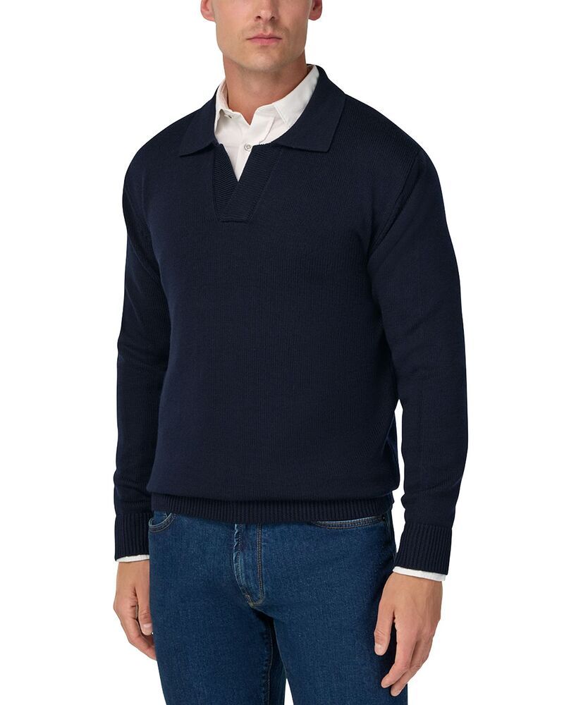 ボッジミラノ メンズ トップス ポロシャツ ウール ニット Boggi Milano Knitted Merino Wool Polo Shirt Navy Blue ネイビー