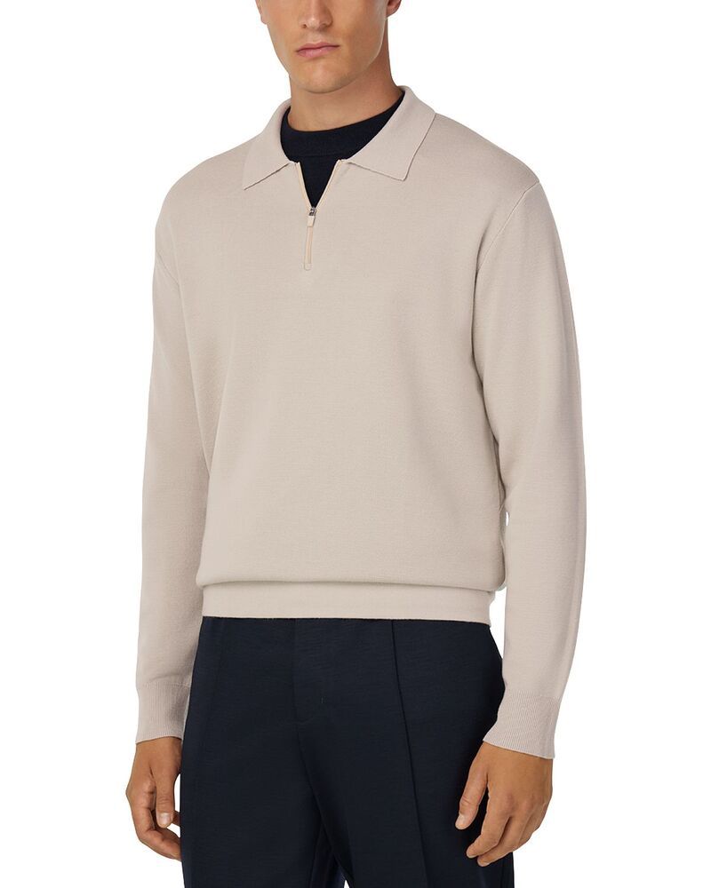 ボッジミラノ メンズ トップス ポロシャツ ウール ニット Boggi Milano Superfine Merino Wool Knitted Polo Shirt Sand サンド