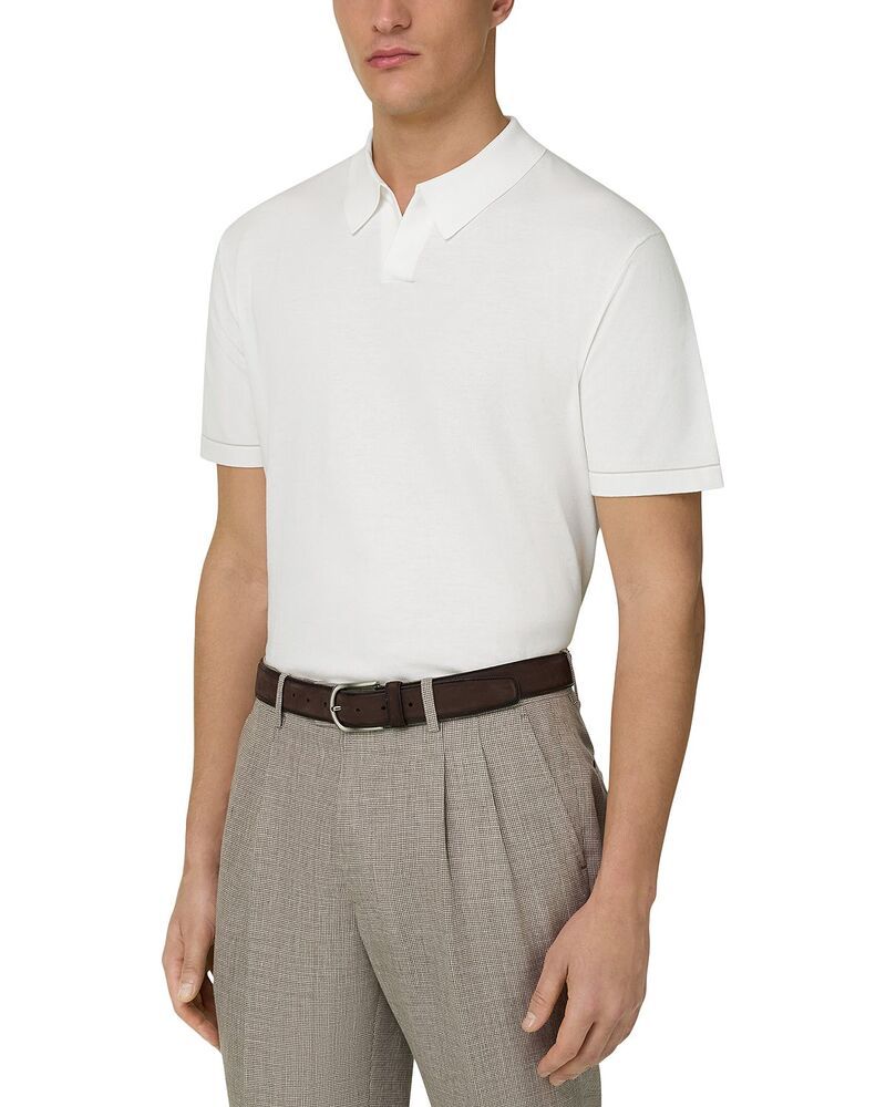 ボッジミラノ メンズ トップス ポロシャツ クレープ コットン ニット Boggi Milano Cotton Crepe Knit Polo Shirt White ホワイト