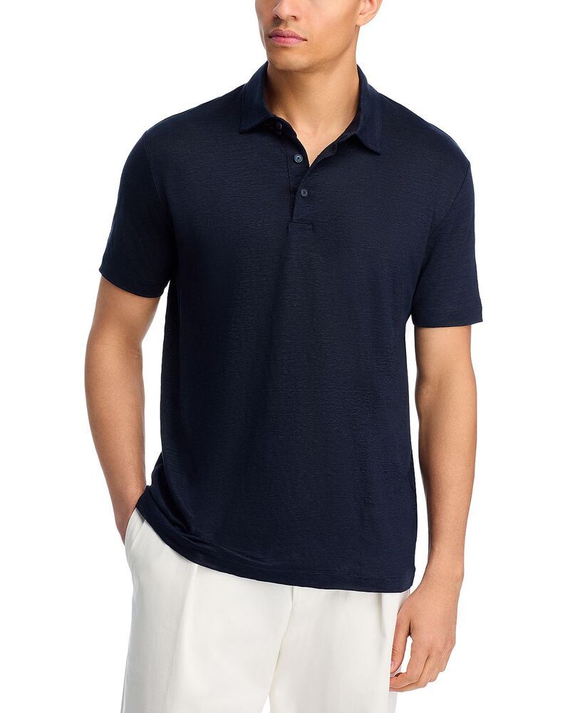 ボス メンズ トップス ポロシャツ リネン BOSS x David Beckham Parrishort Sleeve Linen Polo Shirt Dark Blue ブルー