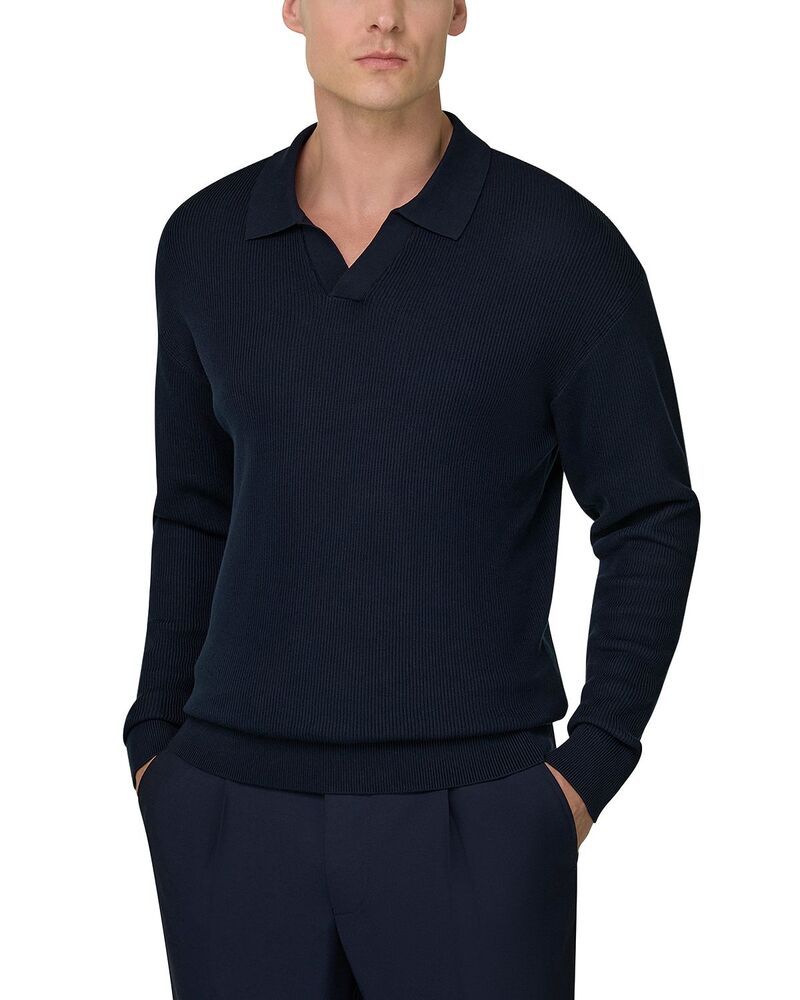 ボッジミラノ メンズ トップス ポロシャツ シルク コットン Boggi Milano Cotton Silk Polo Shirt Navy Blue ネイビー