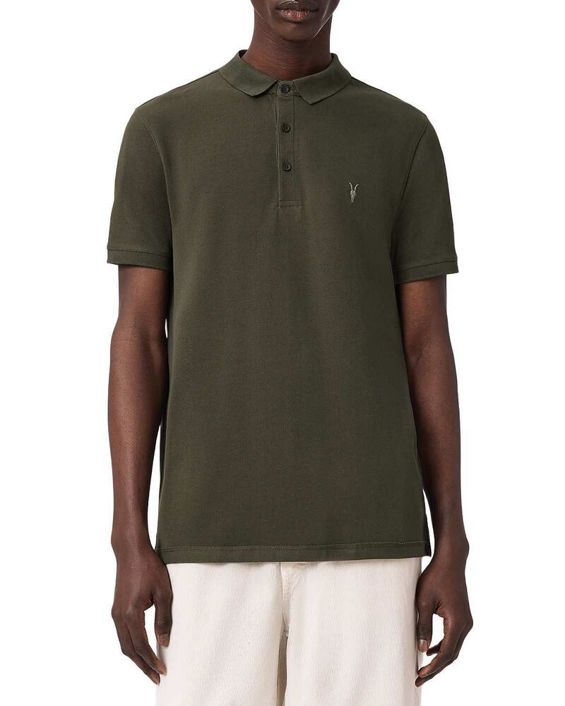オールセインツ メンズ トップス ポロシャツ スリムフィット コットン ALLSAINTS Reform Cotton Slim Fit Polo Shirt Mangrove Green グリーン