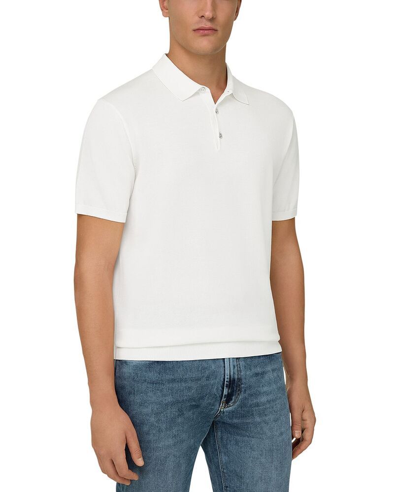 ボッジミラノ メンズ トップス ポロシャツ レギュラーフィット シルク コットン Boggi Milano Regular Fit Cotton Silk Polo Shirt White ホワイト