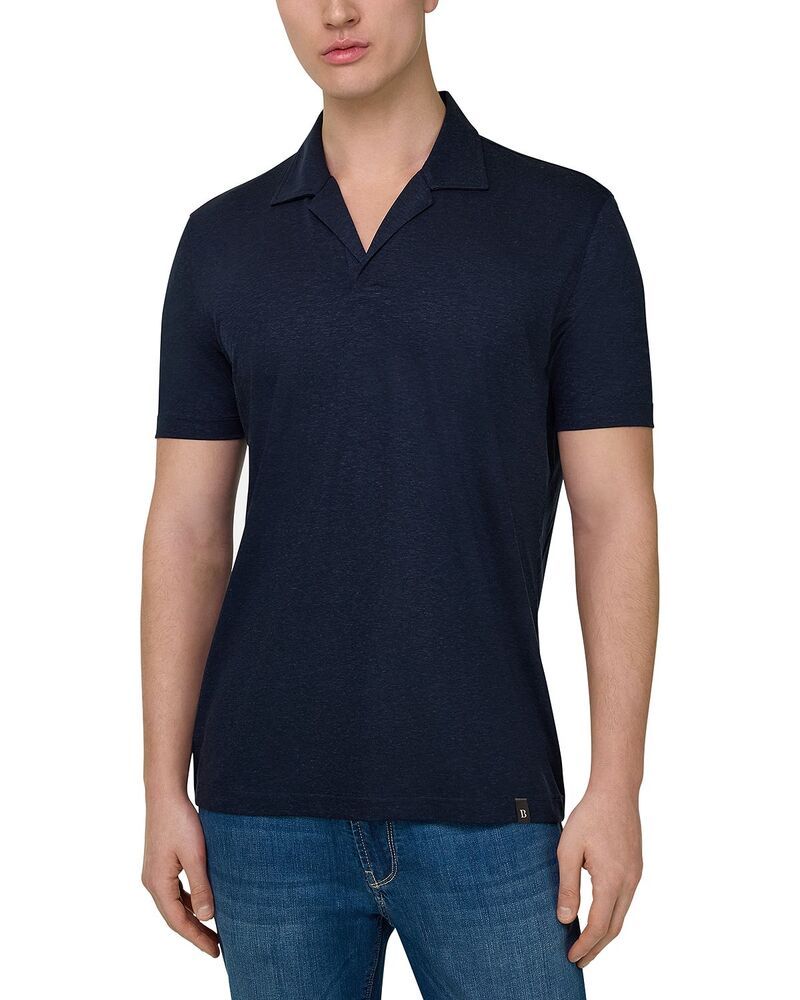 ボッジミラノ メンズ トップス ポロシャツ リネン Boggi Milano Linen Blend Polo Shirt Indigo インディゴ