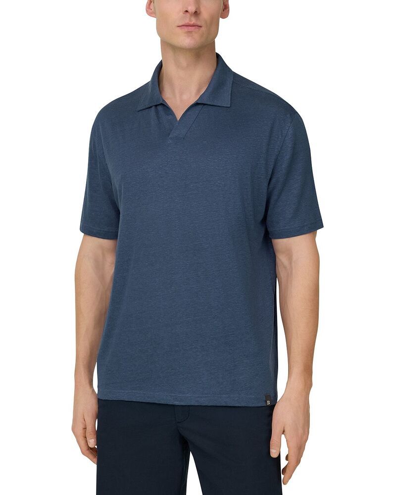 ボッジミラノ メンズ トップス ポロシャツ ジャージー リネン Boggi Milano Stretch Linen Jersey Polo Shirt Air Blue ブルー