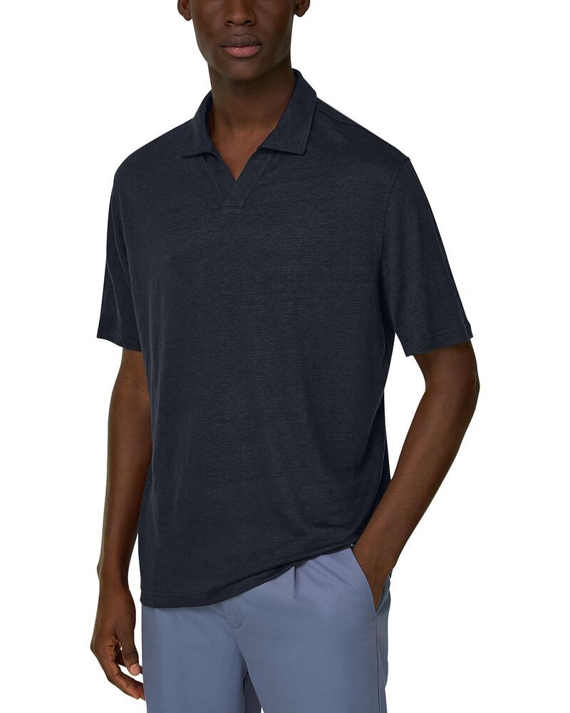 ボッジミラノ メンズ トップス ポロシャツ ジャージー リネン Boggi Milano Stretch Linen Jersey Polo Shirt Navy Blue ネイビー